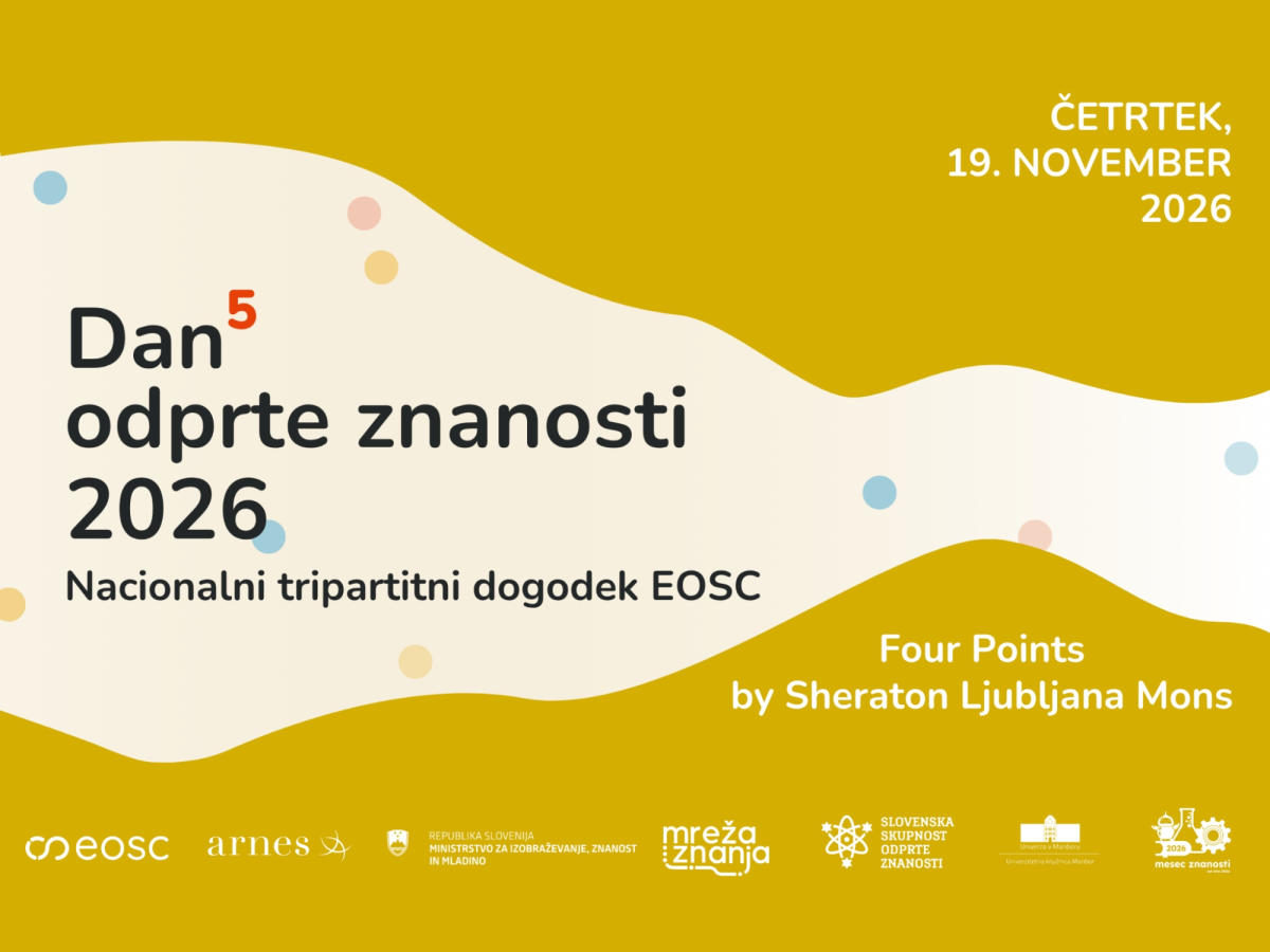 Vabilo na Dan odprte znanosti 2026, nacionalni tripartitni dogodek EOSC, ki bo v četrtek, 19. novembra 2026, v Four Points by Sheraton Ljubljana Mons.